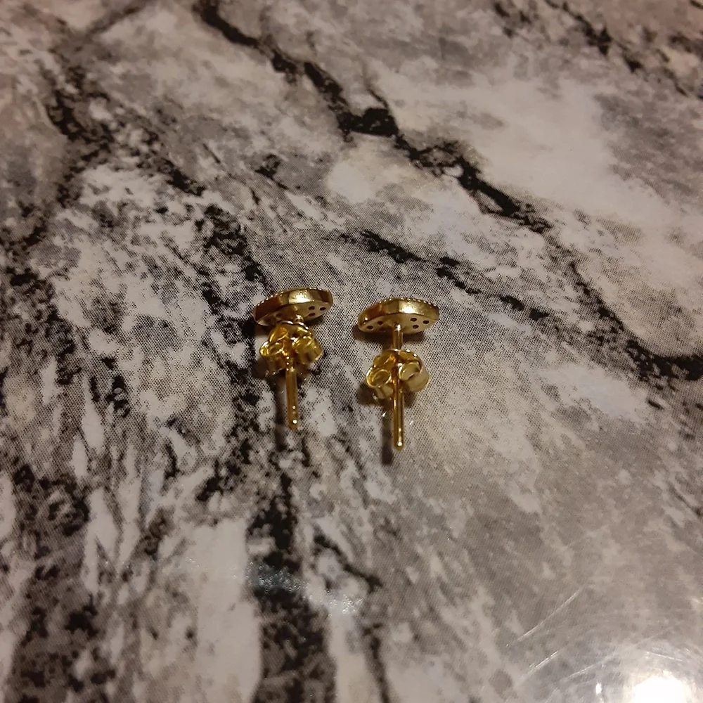 Sterling Silver 925 CZ evil eye earring studs - Picture 3 of 4